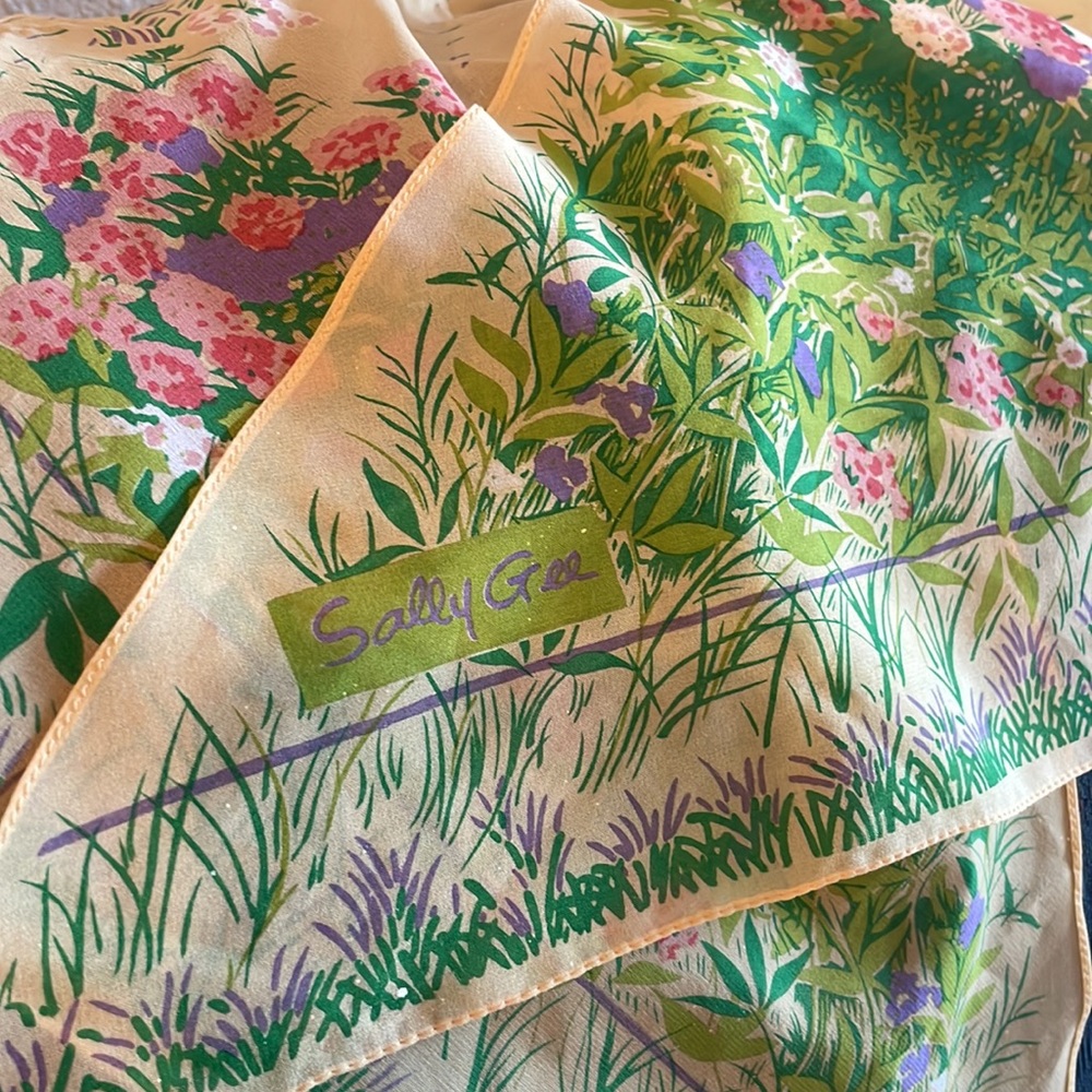 Vintage 60’s Sally Gee Chiffon Silk Scarf